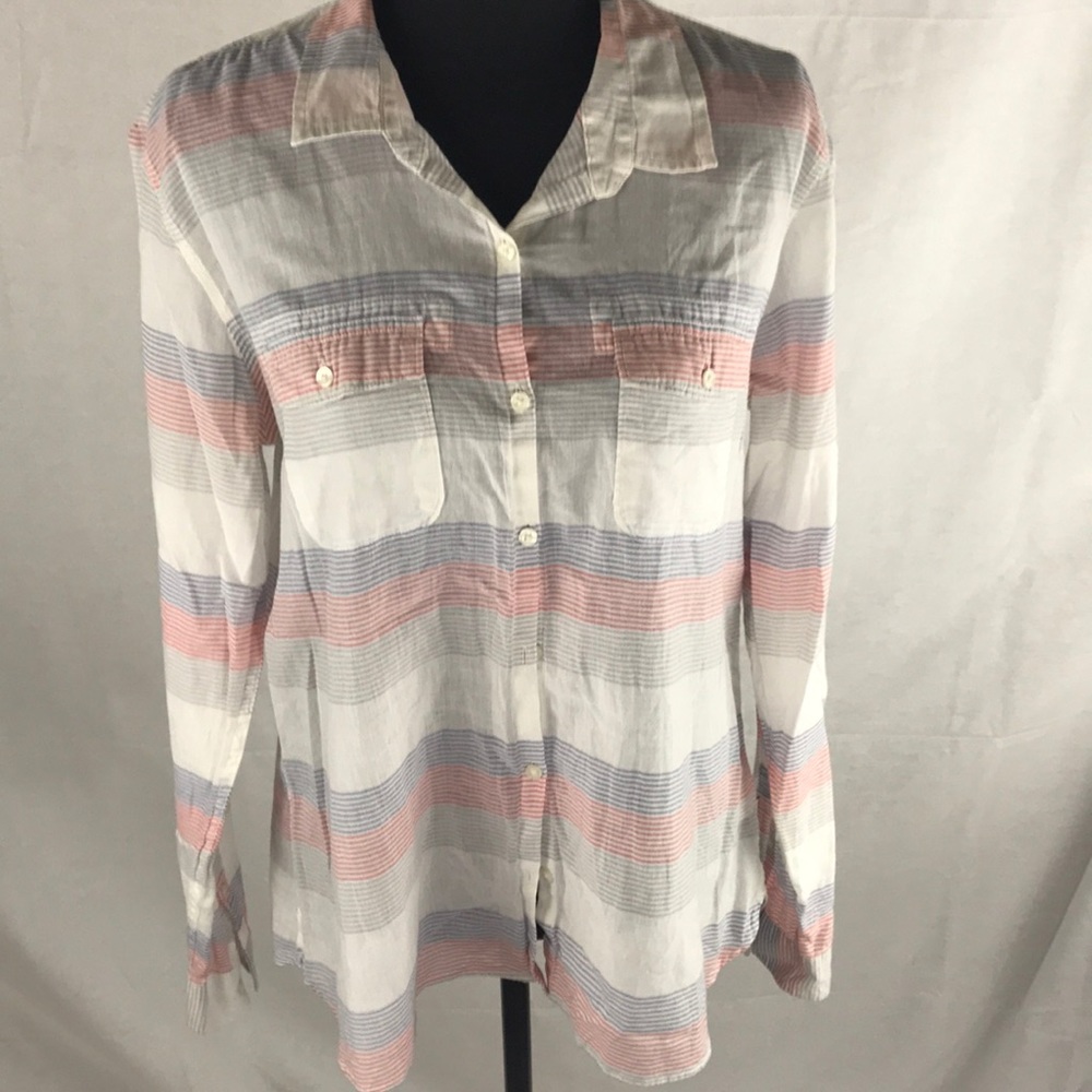 Toad & Co Striped Button Front Blouse - Size L